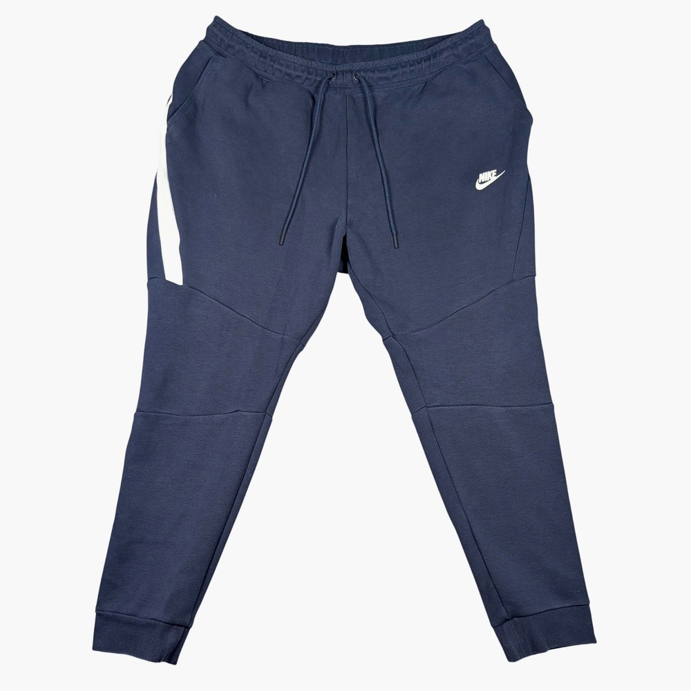 Nike Tech Fleece Joggers Mens XXL Navy Blue Obsidian White 805162-455 Tapered